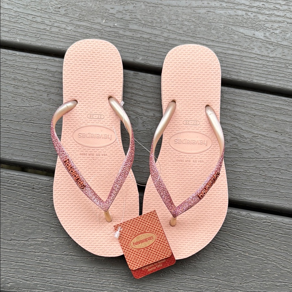 Havaianas Pink Glitter Flip Flops